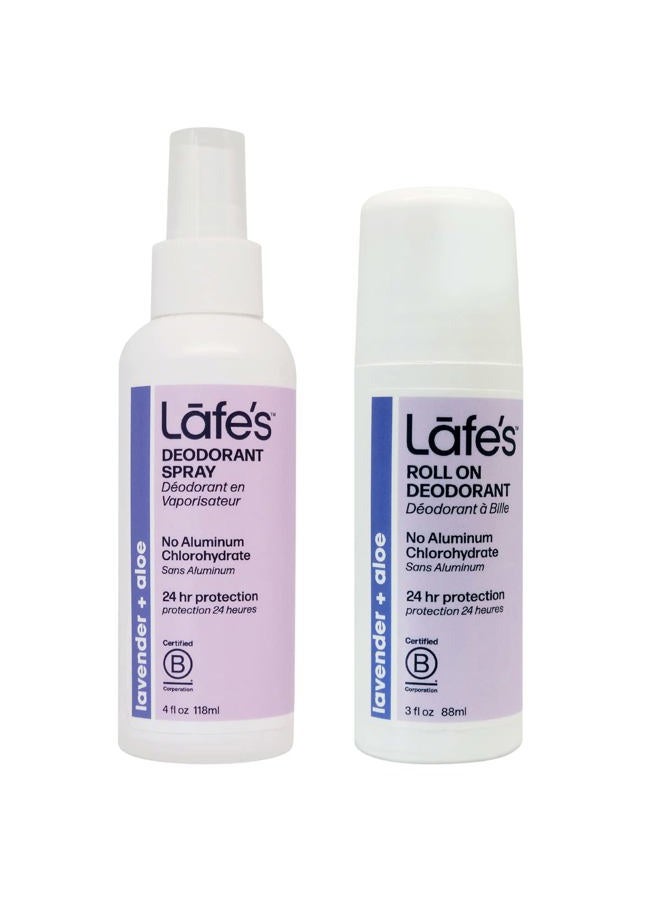 Lafe's Natural Body Care | Soothe - Lavender & Aloe - 3oz Roll-On & 4oz Spray Deodorant | 24-Hour Protection & All Natural; 2 Pack - Packaging May Vary - Image 1